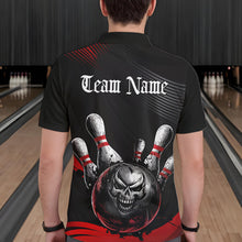 Load image into Gallery viewer, Custom Black And Red Grunge Style Skull Bowling Polo Shirts For Men, Bowling Team Uniform IPHW8907
