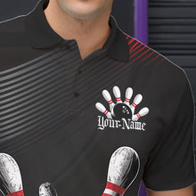 Load image into Gallery viewer, Custom Black And Red Grunge Style Skull Bowling Polo Shirts For Men, Bowling Team Uniform IPHW8907