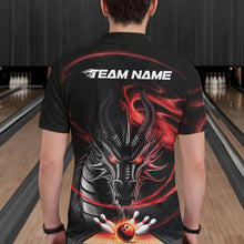 Load image into Gallery viewer, Custom Black And Red Flame Dragon Bowling Team Men Polo Shirts, Bowling League Shirt IPHW8911