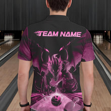 Load image into Gallery viewer, Custom Black And Pink Dragon Bowling Jerseys, Dragon Bowling Team Polo Shirts For Men IPHW8956