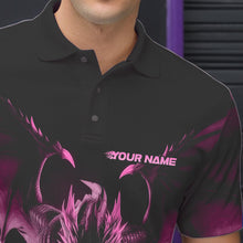 Load image into Gallery viewer, Custom Black And Pink Dragon Bowling Jerseys, Dragon Bowling Team Polo Shirts For Men IPHW8956