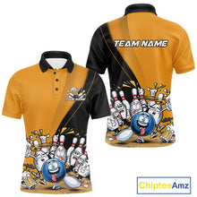 Load image into Gallery viewer, Custom Yellow Funny Bowling Men Polo Shirts, Bowling And Beer Party Bowlers Outfit IPHW9610