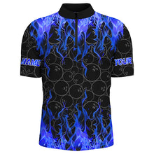 Load image into Gallery viewer, Black and Blue Flame camo Men bowling shirts Custom Flame Bowling Shirt Team Bowling Jersey NQS8962