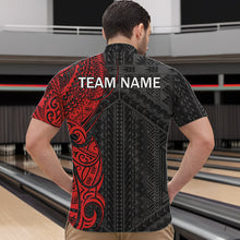 Load image into Gallery viewer, Black and Red Tribal pattern Mens Bowling Shirts Custom Bowling outfit men Team bowling league jersey NQS9738