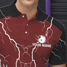 Load image into Gallery viewer, Men's bowling Polo, Quarter Zip shirts Custom Eagle bowling lightning storm team league jerseys | Red NQS9781