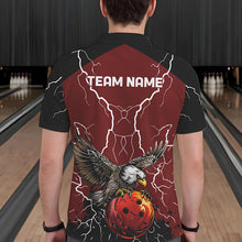 Load image into Gallery viewer, Men's bowling Polo, Quarter Zip shirts Custom Eagle bowling lightning storm team league jerseys | Red NQS9781