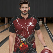 Load image into Gallery viewer, Men's bowling Polo, Quarter Zip shirts Custom Eagle bowling lightning storm team league jerseys | Red NQS9781