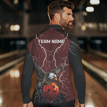 Load image into Gallery viewer, Men's bowling Polo, Quarter Zip shirts Custom Eagle bowling lightning storm team league jerseys | Red NQS9781