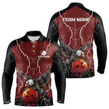 Load image into Gallery viewer, Men's bowling Polo, Quarter Zip shirts Custom Eagle bowling lightning storm team league jerseys | Red NQS9781