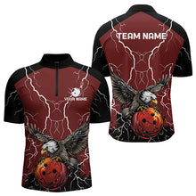 Load image into Gallery viewer, Men's bowling Polo, Quarter Zip shirts Custom Eagle bowling lightning storm team league jerseys | Red NQS9781