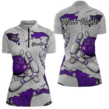 Load image into Gallery viewer, Personalized Unisex Bowling Jersey Quarter Zip Bowling Team Shirt for Women Bowler Gift QZT498