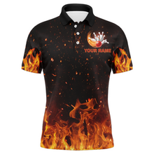 Load image into Gallery viewer, Personalized Men's Bowling Team Shirt Flame Bowling Jersey Custom Funny Bowling Polo Shirt BDT330