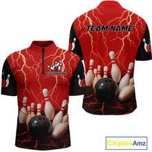 Load image into Gallery viewer, Red Thunder Lightning & Lava Bowling Shirt for Men Women Team Bowling Jersey MBL92