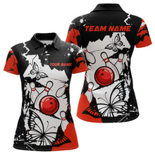 Load image into Gallery viewer, Custom Red Butterflies Bowling Shirt for Men Women Team Bowling Polo&Quater Zip MBL76
