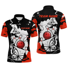 Load image into Gallery viewer, Custom Red Butterflies Bowling Shirt for Men Women Team Bowling Polo&Quater Zip MBL76