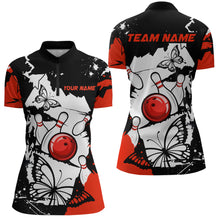 Load image into Gallery viewer, Custom Red Butterflies Bowling Shirt for Men Women Team Bowling Polo&Quater Zip MBL76