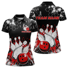 Load image into Gallery viewer, Red Watercolor Bowling Shirts Men Women Team Custom Bowling Polo & 1/4 Zip Shirt MBL60