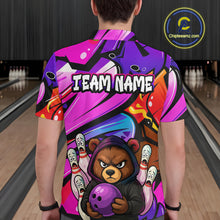 Load image into Gallery viewer, Custom Funny Bear Bowling Men Bowling Shirt Polo & Quarter-Zip Bowling Team Jerseys HNT84