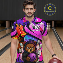 Load image into Gallery viewer, Custom Funny Bear Bowling Men Bowling Shirt Polo & Quarter-Zip Bowling Team Jerseys HNT84