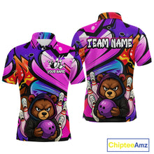 Load image into Gallery viewer, Custom Funny Bear Bowling Men Bowling Shirt Polo & Quarter-Zip Bowling Team Jerseys HNT84