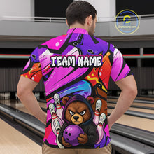 Load image into Gallery viewer, Custom Funny Bear Bowling Men Bowling Shirt Polo & Quarter-Zip Bowling Team Jerseys HNT84
