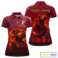 Load image into Gallery viewer, Red Dinosaur Bowling Custom Women Bowling Shirt Polo & Quarter-Zip Bowling Team Jerseys HNT72