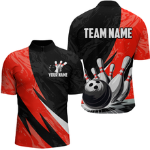 Load image into Gallery viewer, Custom Red Bowling Custom Men Bowling Shirt Polo & Quarter-Zip Bowling Team Jerseys HNT75