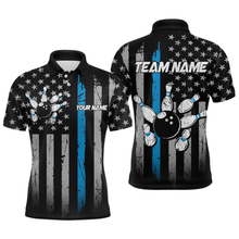 Load image into Gallery viewer, US Blue Flag Bowling Shirt for Men Custom Name Polo & Quarter-Zip Bowling Jersey Bowling Team Shirt HNT23