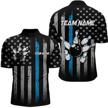 Load image into Gallery viewer, US Blue Flag Bowling Shirt for Men Custom Name Polo & Quarter-Zip Bowling Jersey Bowling Team Shirt HNT23