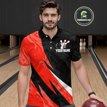 Load image into Gallery viewer, Custom Red Bowling Custom Men Bowling Shirt Polo & Quarter-Zip Bowling Team Jerseys HNT75