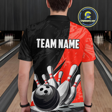 Load image into Gallery viewer, Custom Red Bowling Custom Men Bowling Shirt Polo & Quarter-Zip Bowling Team Jerseys HNT75