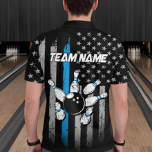 Load image into Gallery viewer, US Blue Flag Bowling Shirt for Men Custom Name Polo & Quarter-Zip Bowling Jersey Bowling Team Shirt HNT23