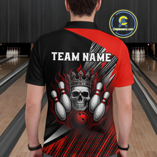 Load image into Gallery viewer, Red Skull Crown Bowling Custom Men Bowling Shirt Polo & Quarter-Zip Bowling Team Jerseys HNT65