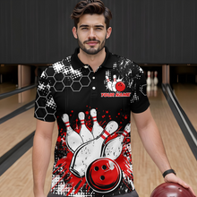 Load image into Gallery viewer, Red Watercolor Bowling Shirts Men Women Team Custom Bowling Polo & 1/4 Zip Shirt MBL60