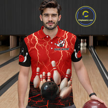 Load image into Gallery viewer, Red Thunder Lightning & Lava Bowling Shirt for Men Women Team Bowling Jersey MBL92