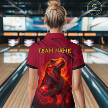 Load image into Gallery viewer, Red Dinosaur Bowling Custom Women Bowling Shirt Polo & Quarter-Zip Bowling Team Jerseys HNT72