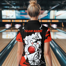 Load image into Gallery viewer, Custom Red Butterflies Bowling Shirt for Men Women Team Bowling Polo&Quater Zip MBL76