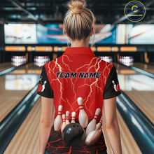Load image into Gallery viewer, Red Thunder Lightning & Lava Bowling Shirt for Men Women Team Bowling Jersey MBL92