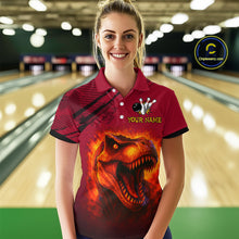 Load image into Gallery viewer, Red Dinosaur Bowling Custom Women Bowling Shirt Polo & Quarter-Zip Bowling Team Jerseys HNT72