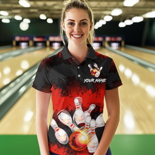 Load image into Gallery viewer, Customize Red Bowling Shirts for Men Women Team Bowling Polo & 1/4 Zip Shirts MBL81