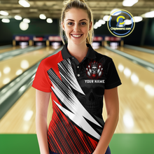 Load image into Gallery viewer, Red Skull Crown Bowling Custom Women Bowling Shirt Polo & Quarter-Zip Bowling Team Jerseys HNT65