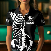 Load image into Gallery viewer, Custom Skull Bone 8 Ball Billiard Shirts for Women Billiard Team Jerseys Polo & 1/4 Zip Shirts NNT47