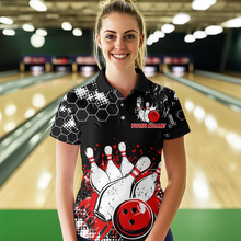 Load image into Gallery viewer, Red Watercolor Bowling Shirts Men Women Team Custom Bowling Polo & 1/4 Zip Shirt MBL60