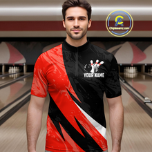 Load image into Gallery viewer, Custom Red Bowling Custom Men Bowling Shirt Polo & Quarter-Zip Bowling Team Jerseys HNT75