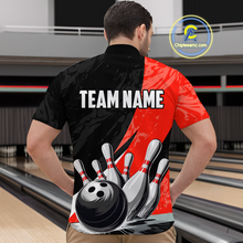 Load image into Gallery viewer, Custom Red Bowling Custom Men Bowling Shirt Polo & Quarter-Zip Bowling Team Jerseys HNT75