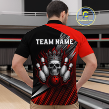 Load image into Gallery viewer, Red Skull Crown Bowling Custom Men Bowling Shirt Polo & Quarter-Zip Bowling Team Jerseys HNT65