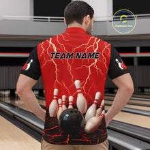 Load image into Gallery viewer, Red Thunder Lightning & Lava Bowling Shirt for Men Women Team Bowling Jersey MBL92