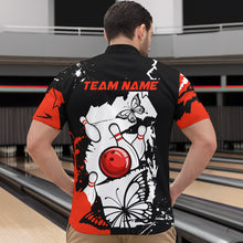 Load image into Gallery viewer, Custom Red Butterflies Bowling Shirt for Men Women Team Bowling Polo&Quater Zip MBL76