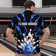 Load image into Gallery viewer, Thunder Lightning Blue Bowling Shirt Custom Bowling Jersey for Men Women Team MBL66