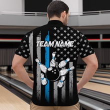 Load image into Gallery viewer, US Blue Flag Bowling Shirt for Men Custom Name Polo & Quarter-Zip Bowling Jersey Bowling Team Shirt HNT23